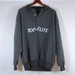 Top Flight by Spalding Grey Mens Fleece Pull Over 1/4 Button Down Size M…
